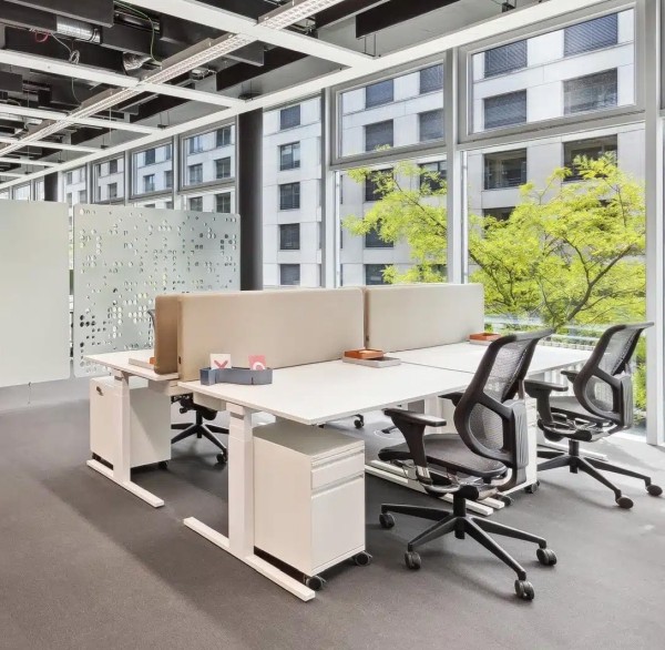 Vierer Arbeitsplatz-Insel mit Sitz-Stehtische